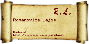 Romanovics Lajos névjegykártya